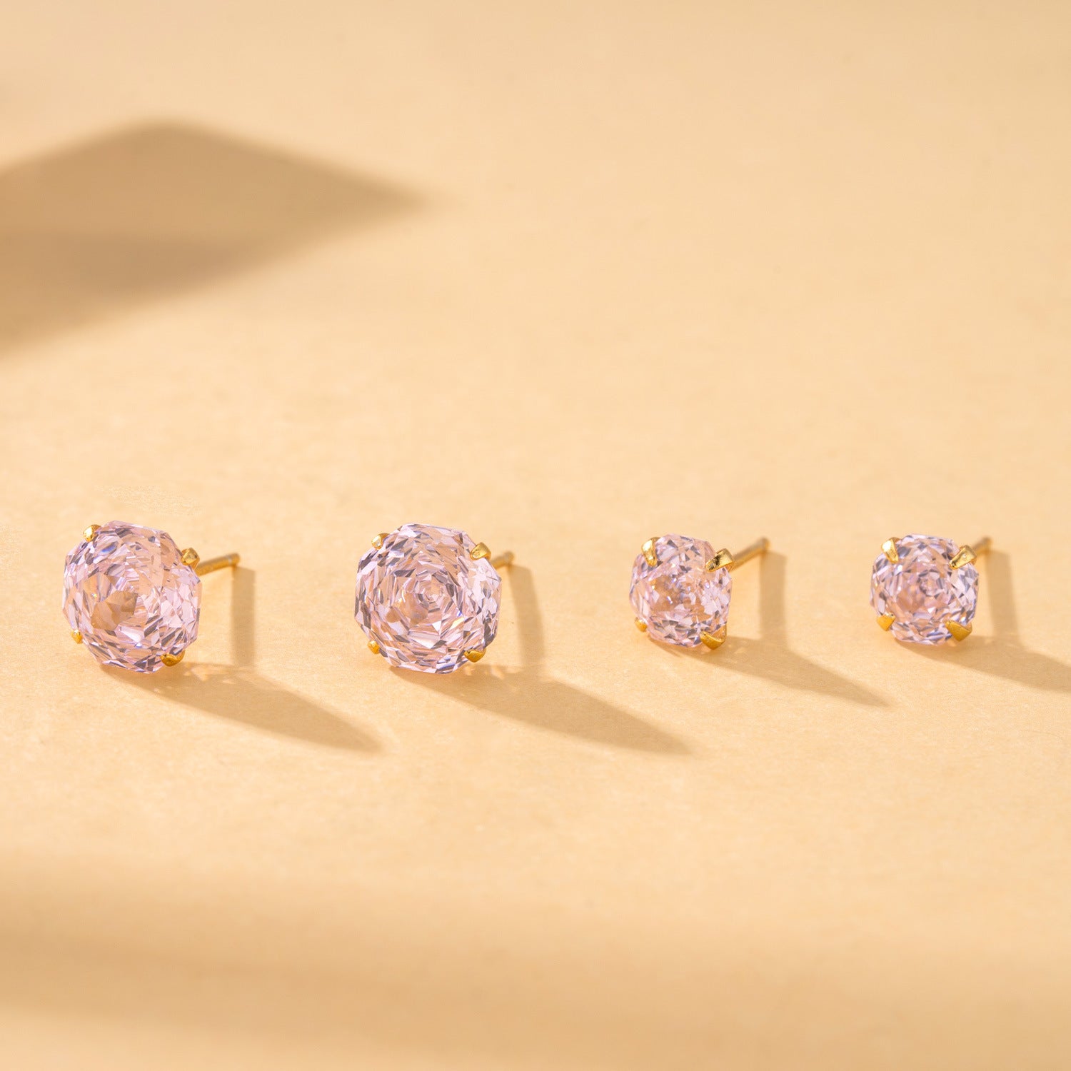 S925 Sterling Silver Millennial Rose-cut Cubic Zirconia Stud Earrings For Women
