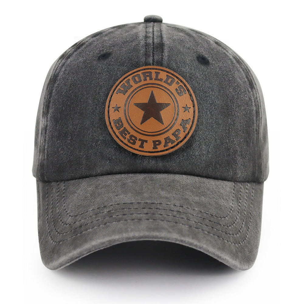World's Best Papa Baseball Cap - Vintage Washed Cotton Hat For Men, Adjustable Unstructured Trucker Cap, Perfect Gift For Dad Father