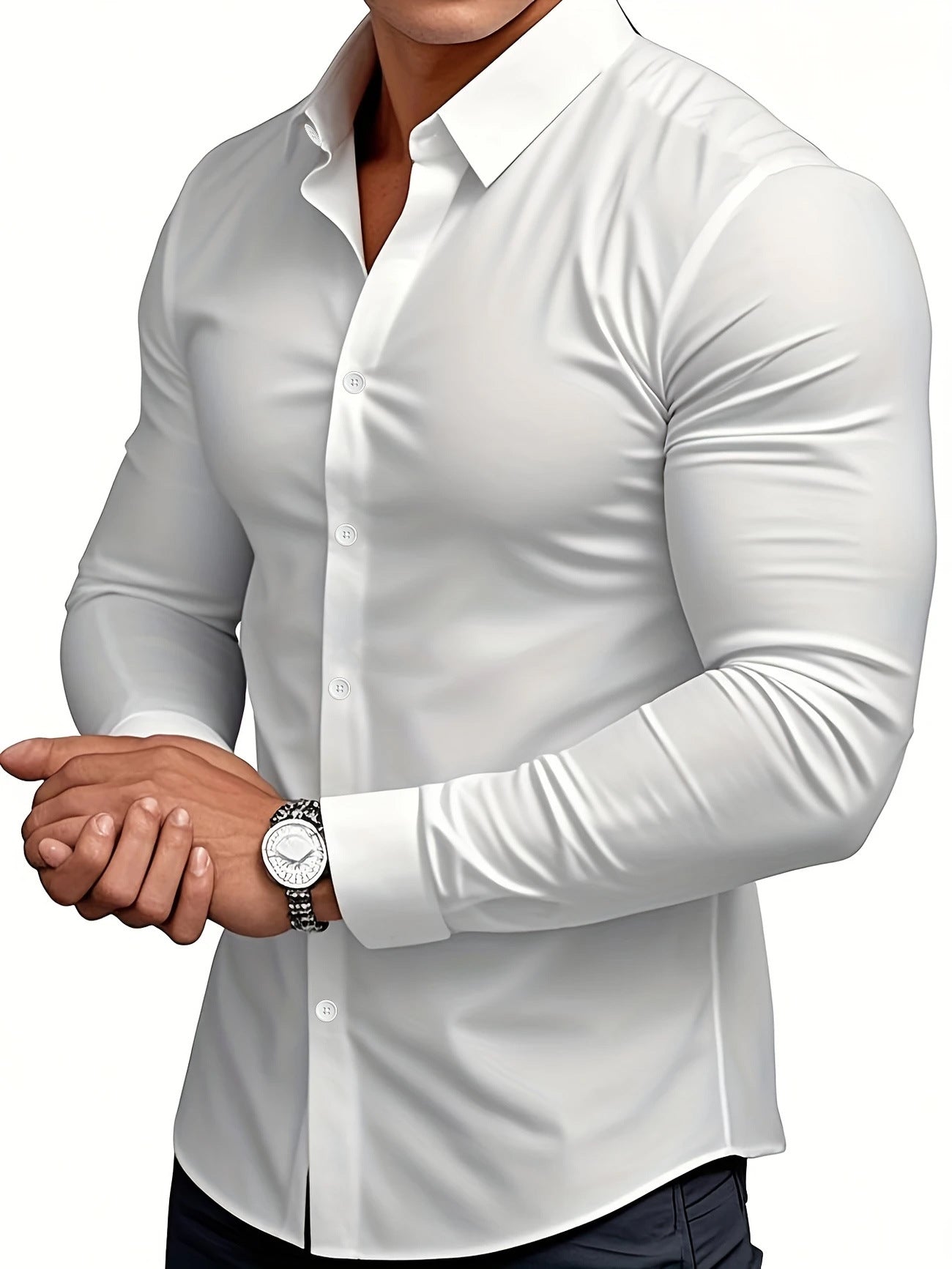 Spring Autumn Men's Solid Color Casual Long-Sleeve Shirt