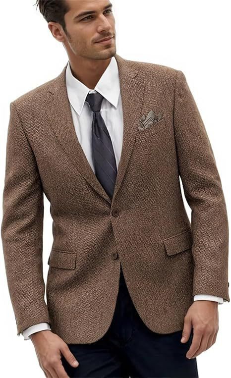Retro Mens Jacket Slim-Fit Sporty Business Suit Casual Outerwear