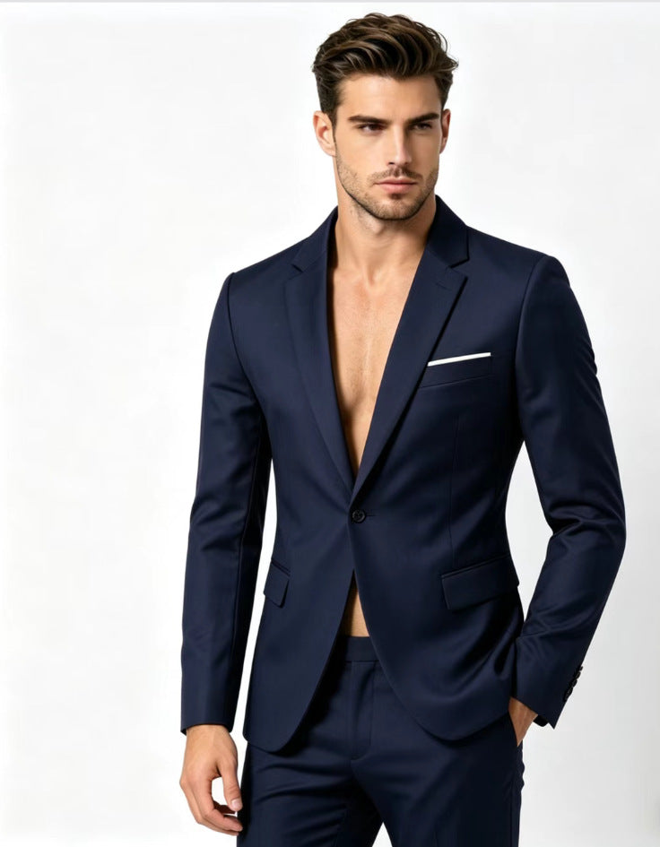 Springautumn Men's Fashionable Solid-color Slim-fit Suit