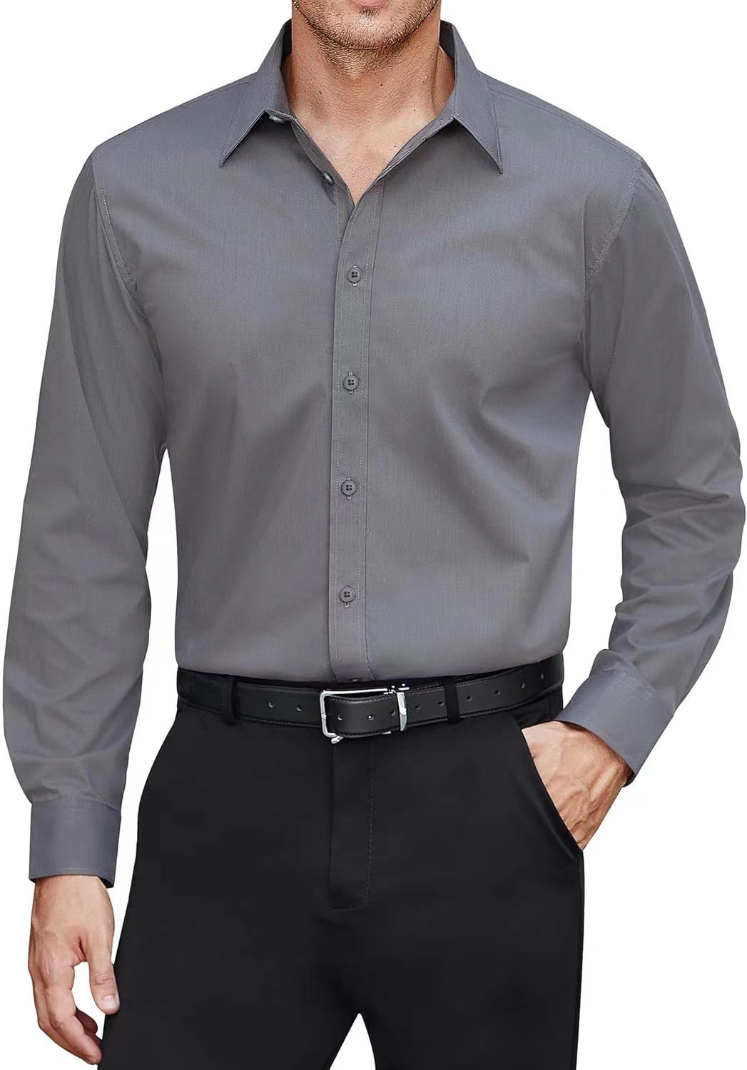 European And American Style Solid-color Men's Shirt