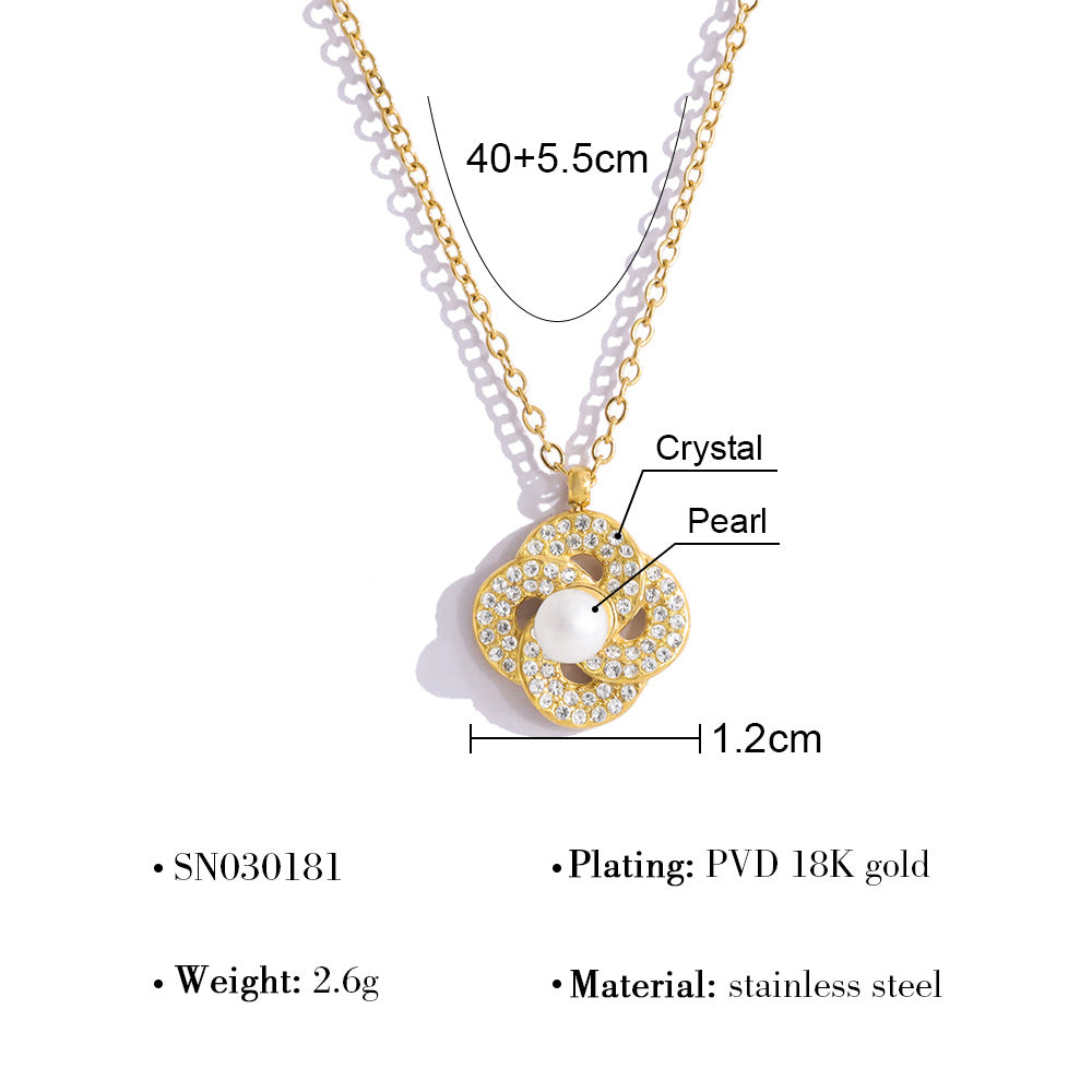 Zircon Pendant Encircling A Pearl Necklace