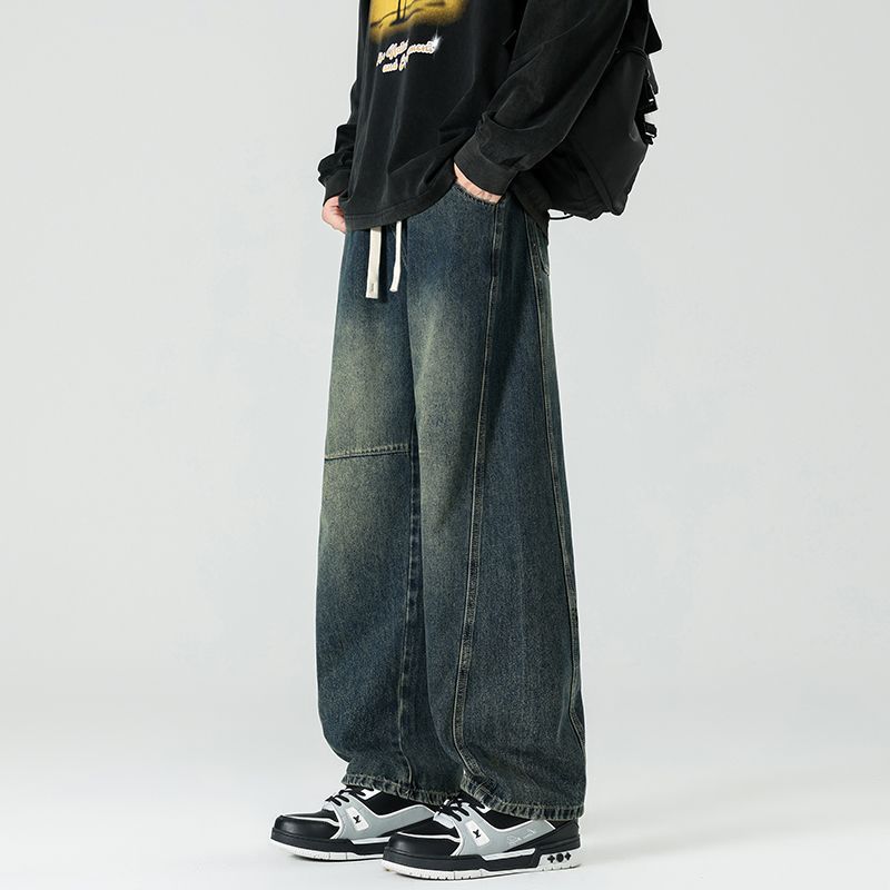 Men's Loose-fit Straight-leg Patchwork Jeans