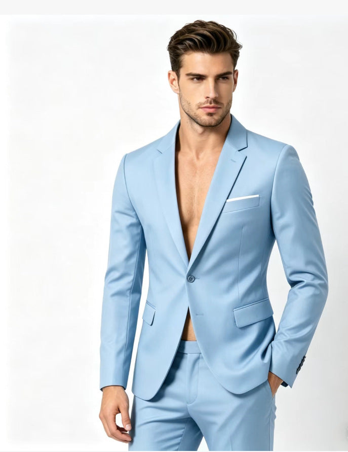 Springautumn Men's Fashionable Solid-color Slim-fit Suit