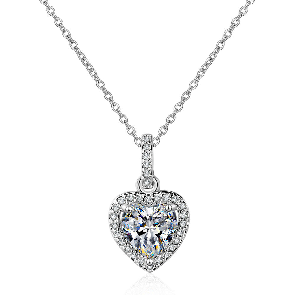 Zircon Necklace Women Full Diamond Short Clavicle Chain Simple Temperament Love Pendant Women