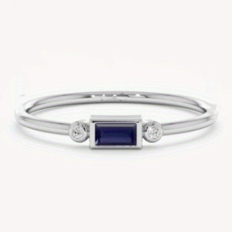 Retro Square Color Gemstone Zircon Ring For Women, Instagrammable, European And American Style