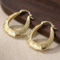 Women's Geometric Carved Oval Hoop Earrings, Personalized Fashionable Bohemian Style Ear Jewelry