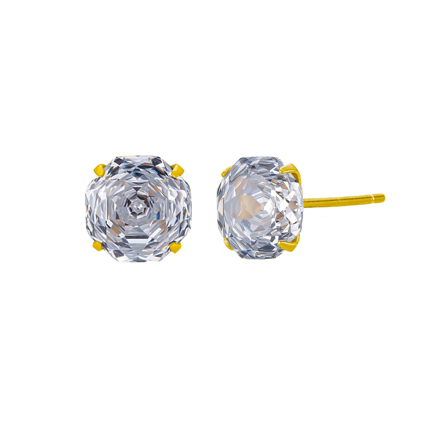 S925 Sterling Silver Millennial Rose-cut Cubic Zirconia Stud Earrings For Women