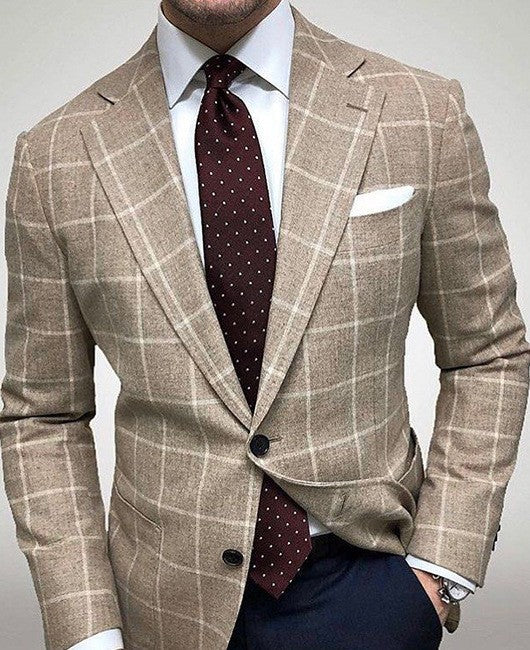Business-Casual Printed Blazer With Double Buttons
